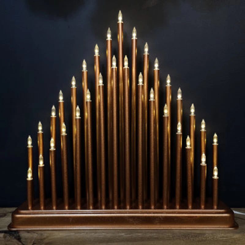 Image of Samuel Alexander 34Cm Light Up Rose Gold Christmas Candlebridge With 33 Leds In Warm White