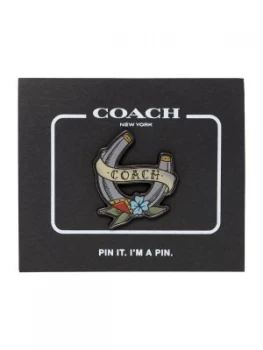 Image of Coach Leather Pin With Tattoo Horseshoe Multi Coloured