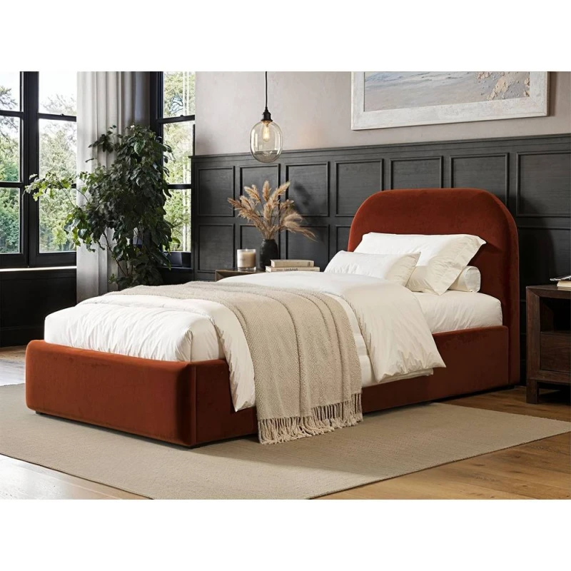 Image of Flair Alba Single Ottoman Bed in Orange Orange Unisex Single