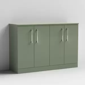 Image of Nuie Arno Floor Standing 4-Door Vanity Unit with Worktop 1200mm Wide - Satin Green