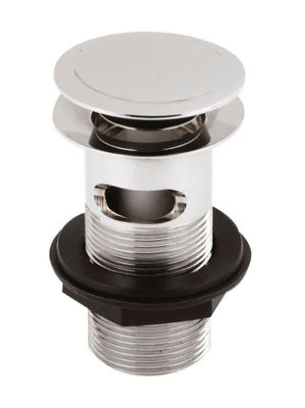 Image of Balterley Round Stainless Steel Push Button Basin Waste Slotted Chrome Silver