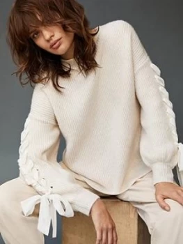 Image of Mint Velvet Bow Tie Sleeve Jumper - Cream