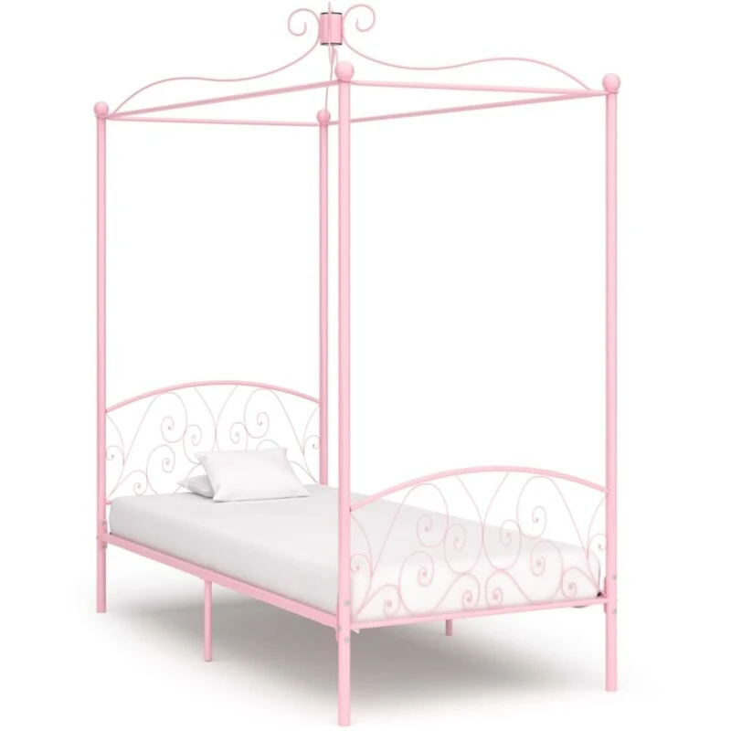 Image of VIDAXL 284487 Canopy Bed Frame without Mattress Pink Metal 100x200cm vidaXL 8719883791814
