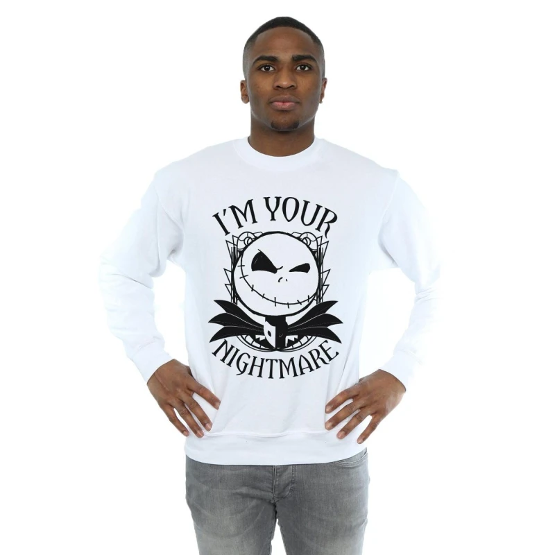 Image of Disney Men Nightmare Before Christmas Nightmare Sweatshirt in White Size: Small White S Male 5059568283351