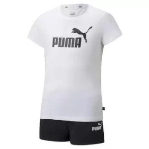 Image of Puma T Shirt And Shorts Set Junior Girls - Black