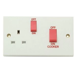 Image of SMJ White Switched Cooker Control Unit 45A 1-Gang Clam Pack