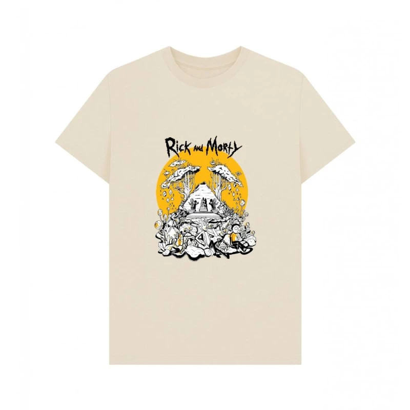 Image of Rick & Morty Mens Rest & Ricklaxation T-Shirt in Ecru Size: Small Ecru Male S