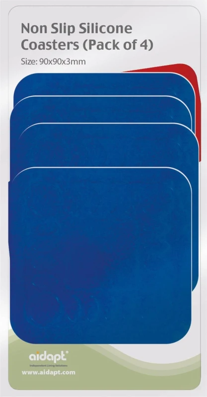 Image of Aidapt 9cm Square Coasters Blue Pk 4 Blue