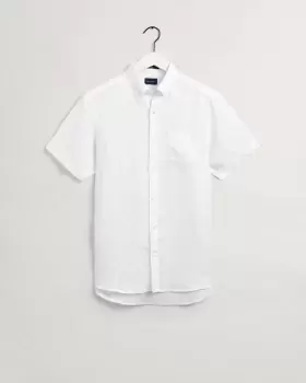 Image of GANT Men Regular Fit Linen Short Sleeve Shirt (XXXL) White