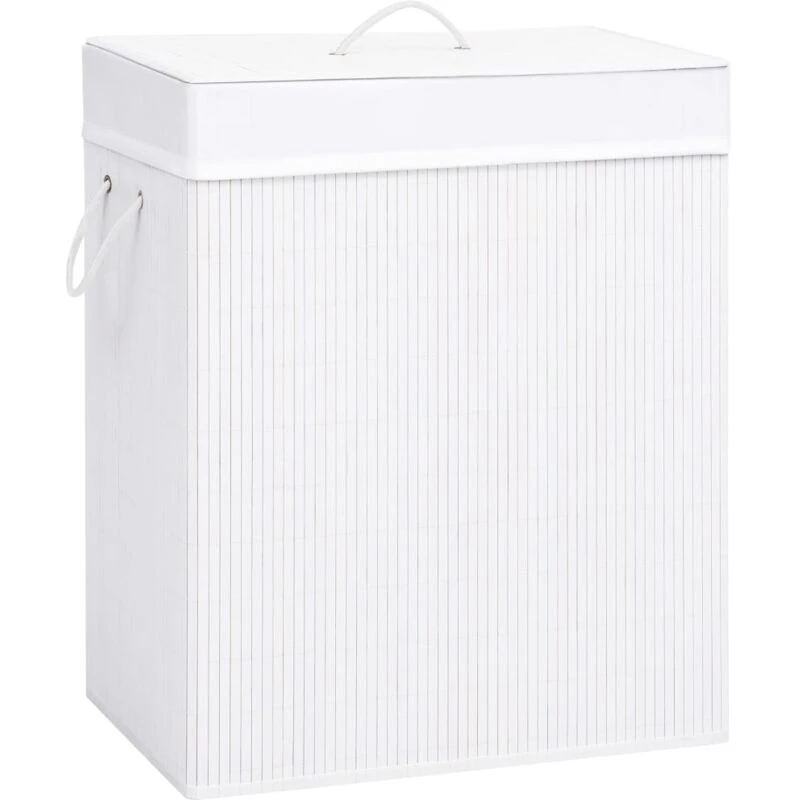 Image of VIDAXL Bamboo Laundry Basket White 100 l Vidaxl 8720286010655
