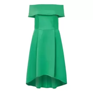 Image of Mela London Bright Green Bardot Dipped Hem Dress - Green