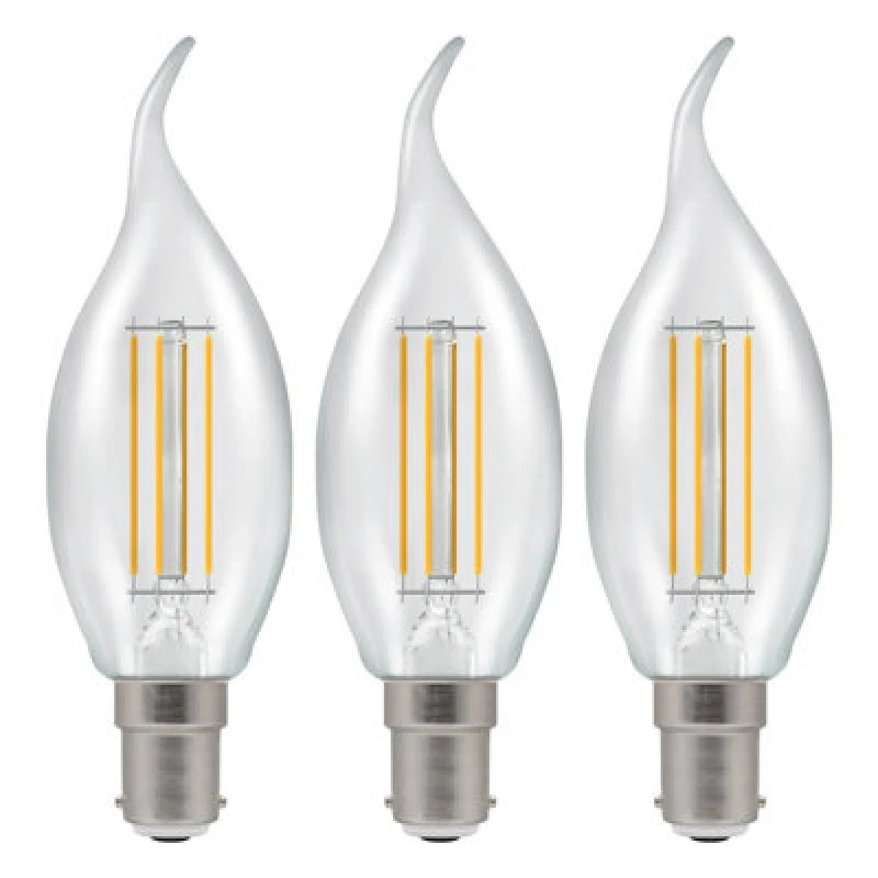 Image of Crompton Lamps LED Bent Tip Candle 2.2W B15 Filament Warm White Clear