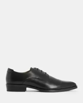 Image of AllSaints Mick Pointed Leather Lace Up Shoes