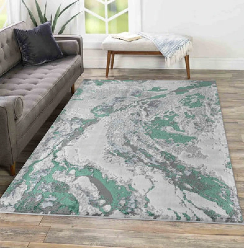 Image of Picasso Modern Waterflow Abstract Area Rugs Aqua 120X170 Cm