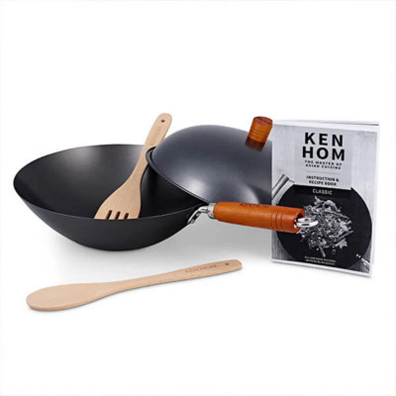 Image of Ken Hom Classic 31Cm Non Stick Carbon Steel 5 Piece Wok Set