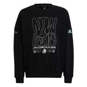 Image of adidas Loose Fit ARKD3 Crew Sweatshirt Kids - Black / Easy Green
