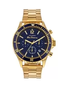Image of Ben Sherman Gold Alloy Bracelet Watch with Blue Dial, Gold, Men