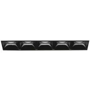 Image of Ideal Lux Lika Rectangle 5 Light Trimless Recessed Downlight Black 141cm 4000K