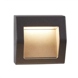 Image of LED Outdoor Small Recessed Wall Light Grey IP54