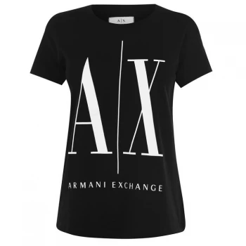 Image of Armani Exchange Foil Logo T-Shirt Black Size L Women