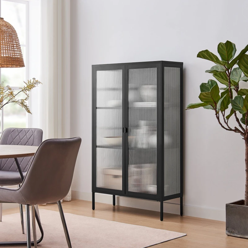 Image of FurnitureboxUK FurnitureboxUK Jia Black Metal Display Cabinet Black One Size Unisex 5056657188337