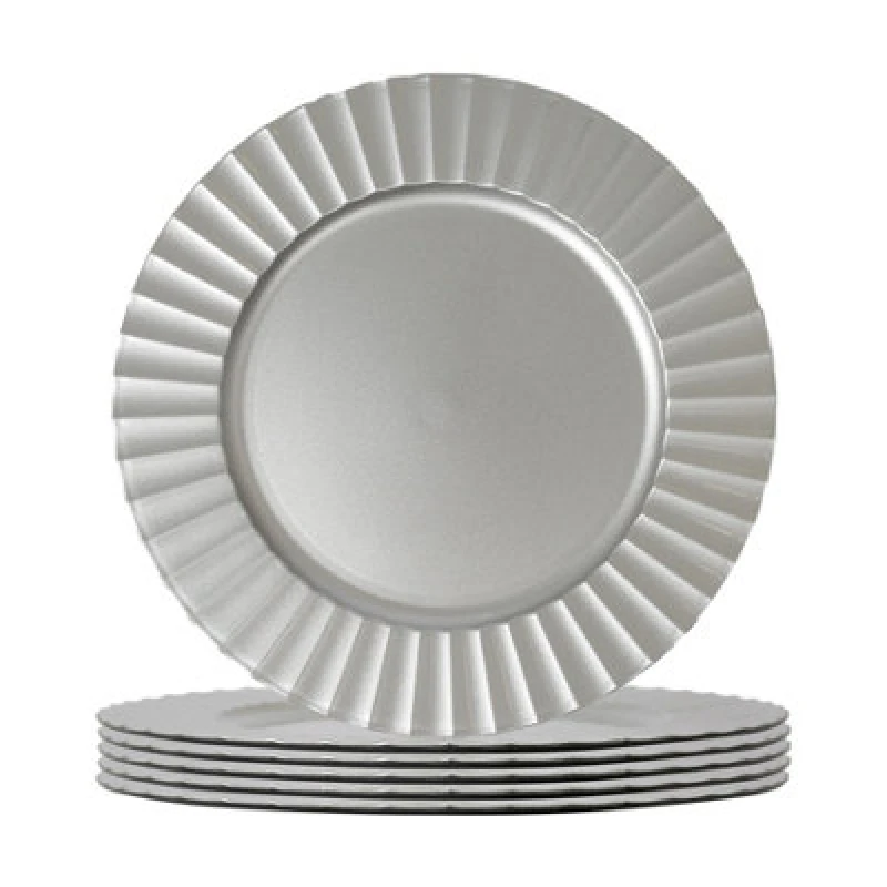 Image of Argon Tableware Round Charger Plates - 33Cm - Silver Flute - Pack Of 6