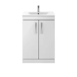 Image of Nuie Athena 600 Floor Standing 2-door Vanity & Minimalist Basin - Gloss Grey Mist