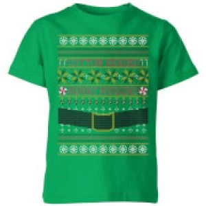 Image of Elf Kids Christmas T-Shirt - Kelly Green - 3-4 Years