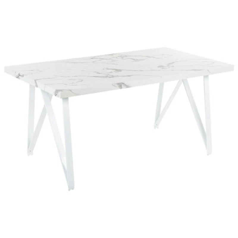 Image of Beliani Dining Table Grieger White Marble 160 Cm 90 Cm