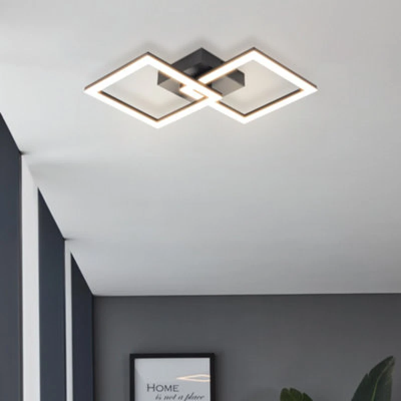 Image of Eglo Huerta-e Flush Ceiling Light Black