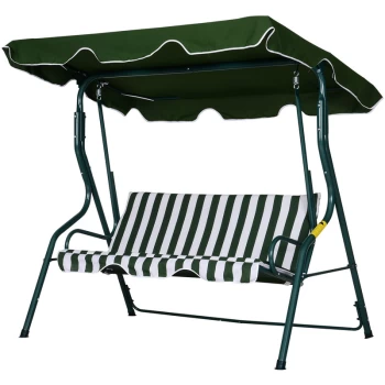 Image of 3-person Garden Swing Chair w/ Adjustable Canopy, Green Stripes - Outsunny