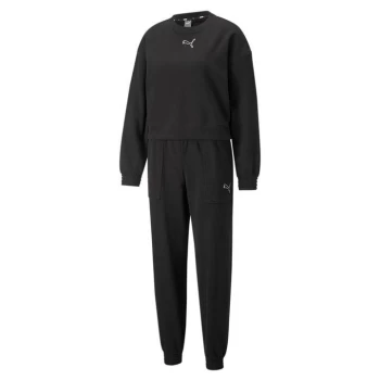 Image of Puma Fleece Tracksuit Womens - Black