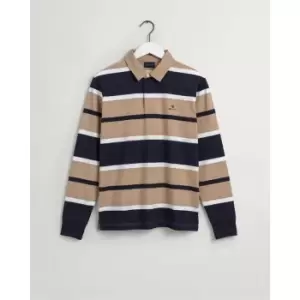 Image of Gant Stripe Rugger Polo Shirt - Beige