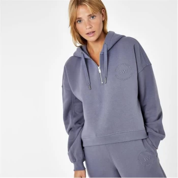 Image of Jack Wills Circle Embroidered Quarter Zip Hoodie - Blue