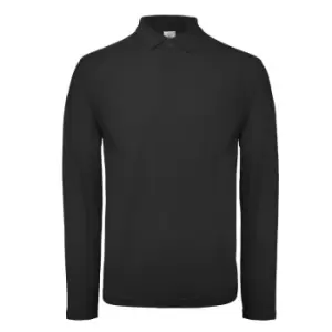 Image of B&C ID.001 Mens Long Sleeve Polo (M) (Jet Black)