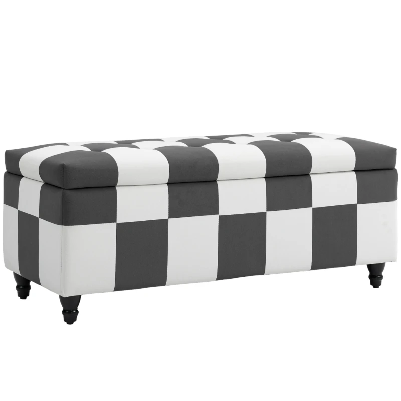 Image of HOMCOM 114 x 47 x 47cm Velvet Storage Ottoman, Button-tufted Footstool Box, Grey 838-352V70CG