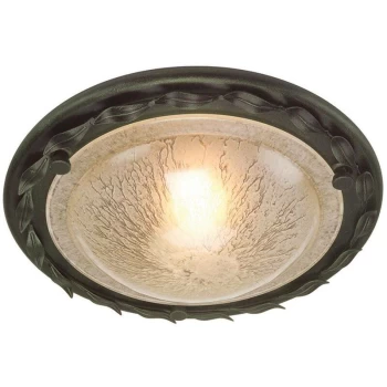 Image of Olivia - 1 Light Flush Ceiling Light Black, Gold, E27 - Elstead