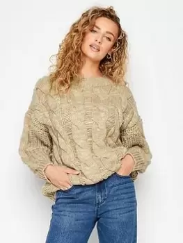 Image of Long Tall Sally Long Sleeve Knitted Jumper - Beige, Yellow, Size 10-12, Women
