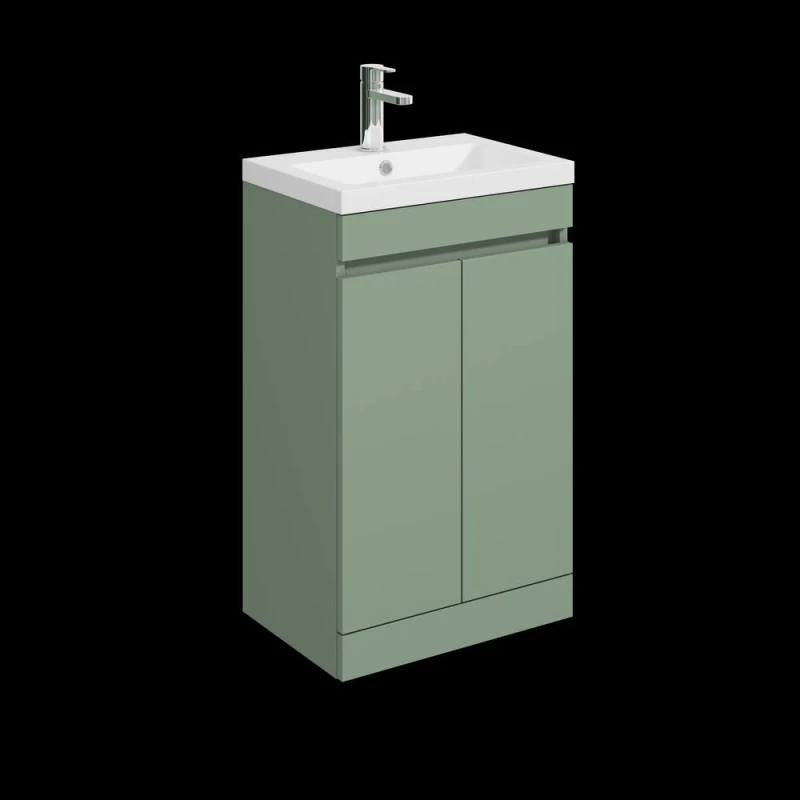 Image of Balterley 500mm Floor Standing 2 Door Unit with Polymarble Basin - Green Green Unisex