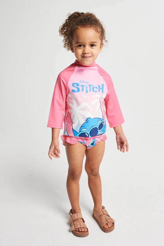 Image of Brand Threads Lilo & Stitch Stitch Swim Set in Pink Size: 6-7 Years Pink Unisex 6-7 Years