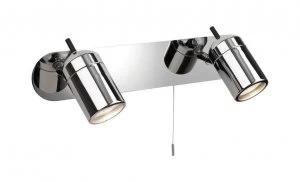 Image of 2 Light Spotlights Bar Switched Bathroom Ceiling Light Chrome IP44, GU10