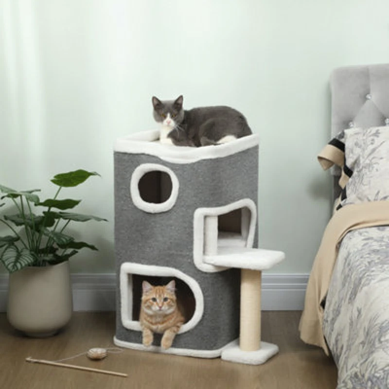Image of Pawhut 75cm Cat Tree Cat Condo For Indoor Cats With Scratching Post