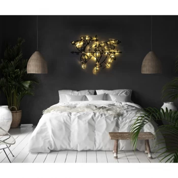 Image of World Map Compass LED - Black Decorative Metal Wall Accessory