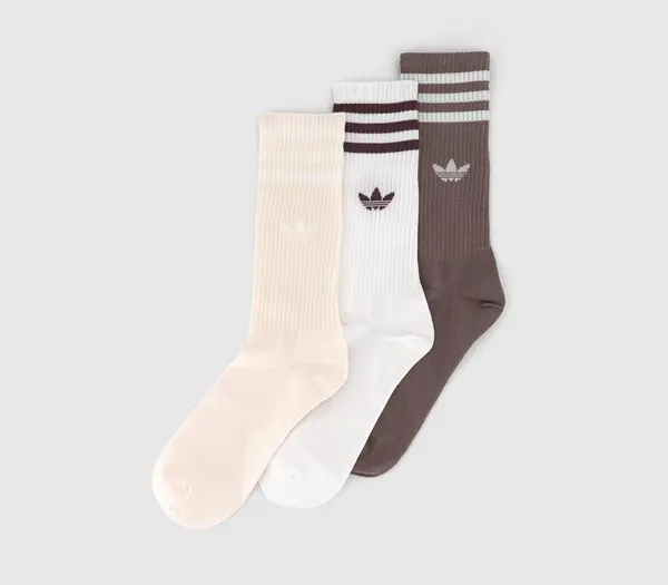 Image of Adidas Crew Sock 3 Pair Wonder White Earth Strata White, M