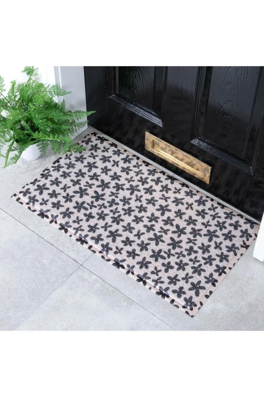 Image of Native Natural Navy Flower Doormat (70 X 40Cm)
