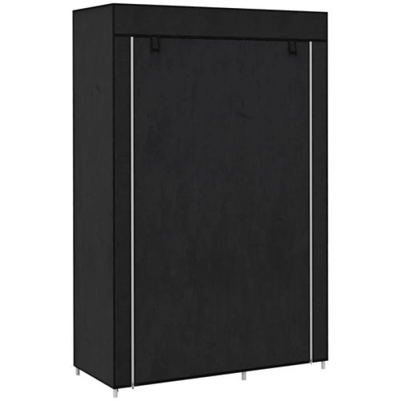 Image of HOMCOM Fabric Wardrobe W/ Shelves Hanging Rail Foldable Closets Black 850-213V00BK