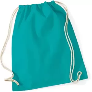 Image of Westford Mill Cotton Gymsac Bag - 12 Litres (One Size) (Emerald)