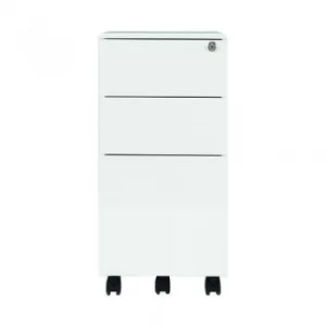 Image of First Steel Slimline Under Desk Pedestal 3 Drawer White KF98516
