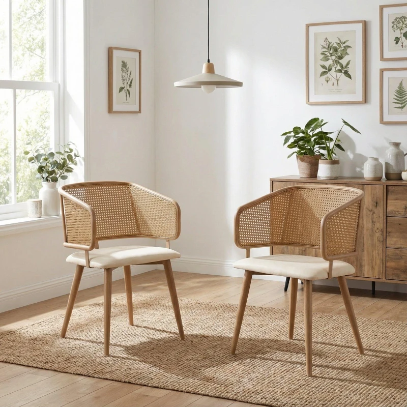 Image of Urban Meuble Modern Arm Chair Rattan Back Home Seating Beige unisex One Size