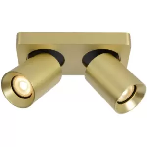 Image of Lucide NIGEL - Twin Ceiling Spotlight - LED Dim to warm - GU10 - 2x5W 2200K/3000K - Matt Gold, Brass